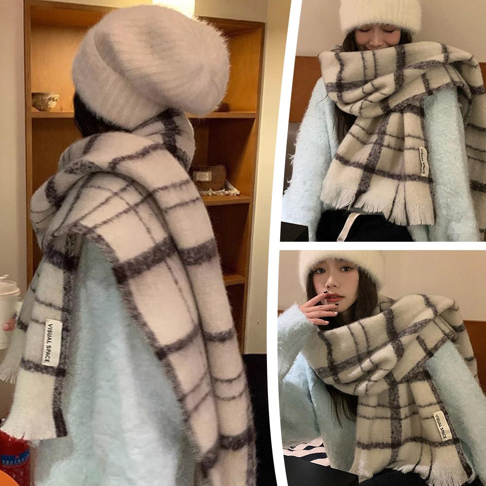 Winter Scarf Women's Korean Style Cool High-End Thick Warm Shawl Versatile Student Wrap Scarf for Cold Weather Fashion Accessory