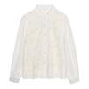 Fashion New 2024 Autumn Long Sleeve Stand Collar Casual Apricot Lace Chiffon Blouse Shirt Women Tops Blouses Shirts J503