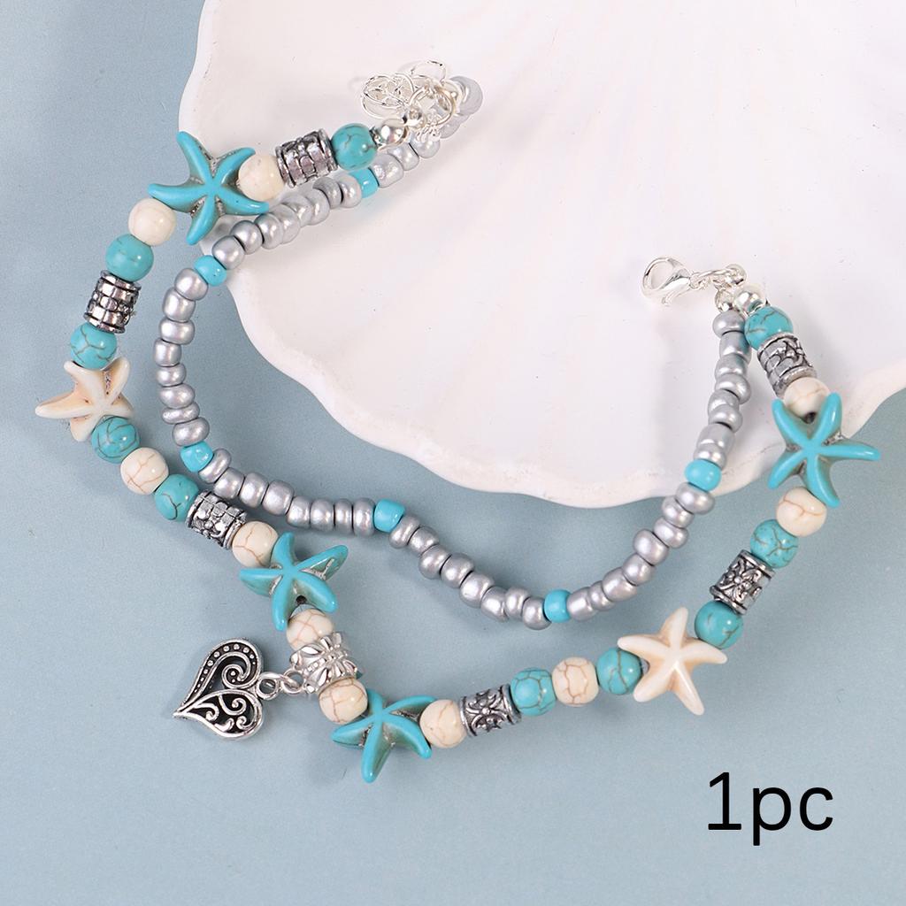 JYL TS Bracelet Anklet Bohemian Starfish Turtle Heart Beach Adjustable Attracts Blessings