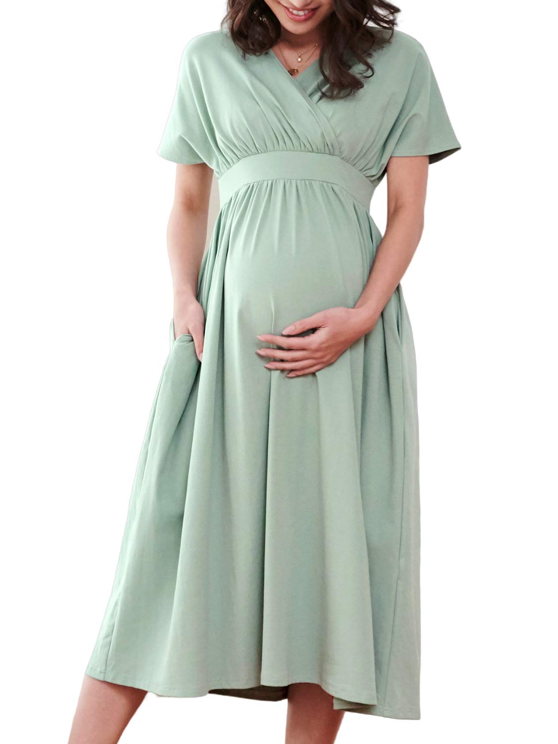 

Sweet Mommy Пижама для беременных Шелковистое Расслабленное Макси Мятное Платье, Домашняя одежда/Одежда для кормления, Хлопок, Стиль Каше-кёр, Носить, Размер, мятный