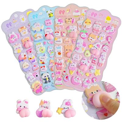 3D Squishy Butt Puffy Animal Fluffy DIY Squishy Reward Squishy Perfect for Smartphone Set of 4 Stickers, Design, Stickers, Stick-On Stickers, Diary,