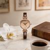 Gadi Vintage Small Round Female Quartz Wristwatch With Leather Strap For Office Wear