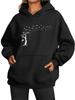 Fashion Fleece-Lined Hoodie Women's Fall/Winter Warm Printed Oversized Fleece-Lined Hoodie