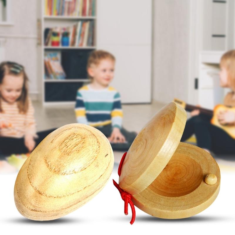 Wood Eggs Shakers Finger Castanets Orff Percussion Instruments Music Toy for Toddler Baby Music Learning Enduring