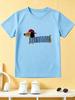 Cartoon Cap Dachshund Dog Tee Striped Puppy Animal Graphic Print Boys Girls Family Matching Polyester Short Sleeve Children Tshirt