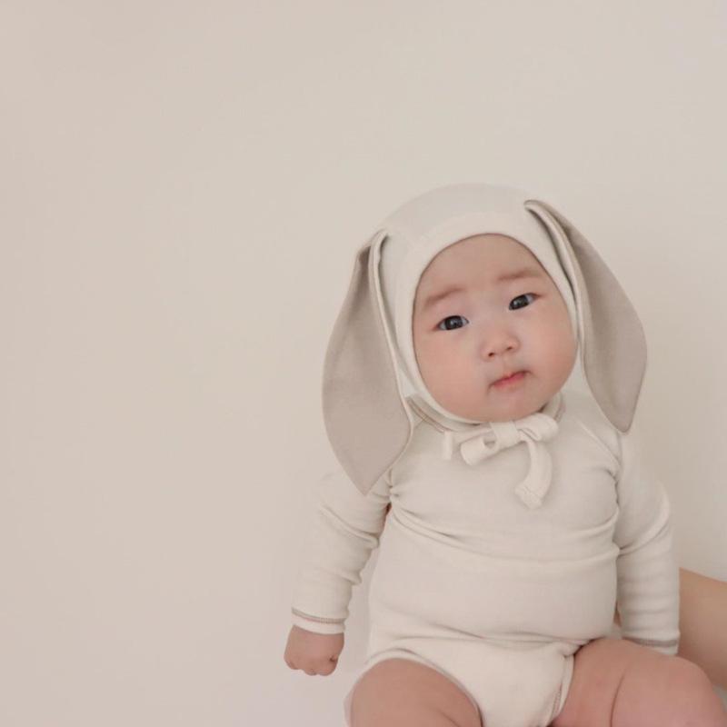 2024 Bunny Ears Baby Jumpsuit - Koreanisches Kinder-Herbstkrabbelset mit Bauchschutz