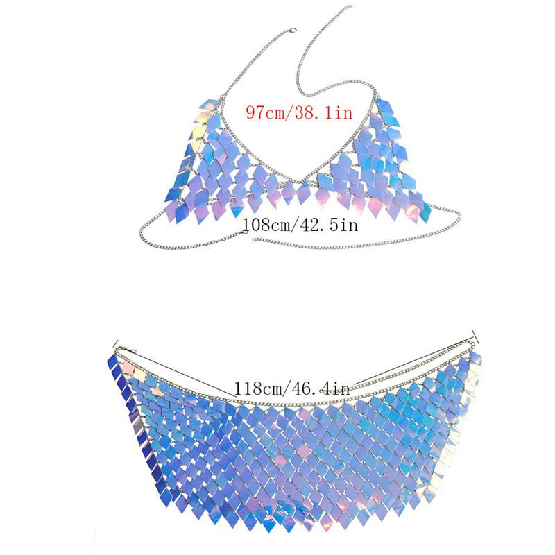 Sequins Tassels Body Chain Outfits Bra Skirt Bikini Rave Festival Party Beach Fashion Clubwear Accessories Jewelry for Women