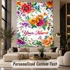 Floral Garden (239) Theme Wall Tapestry Customized With Name Text Personalized Hanging Tapestry For Bedroom Living Room Decor