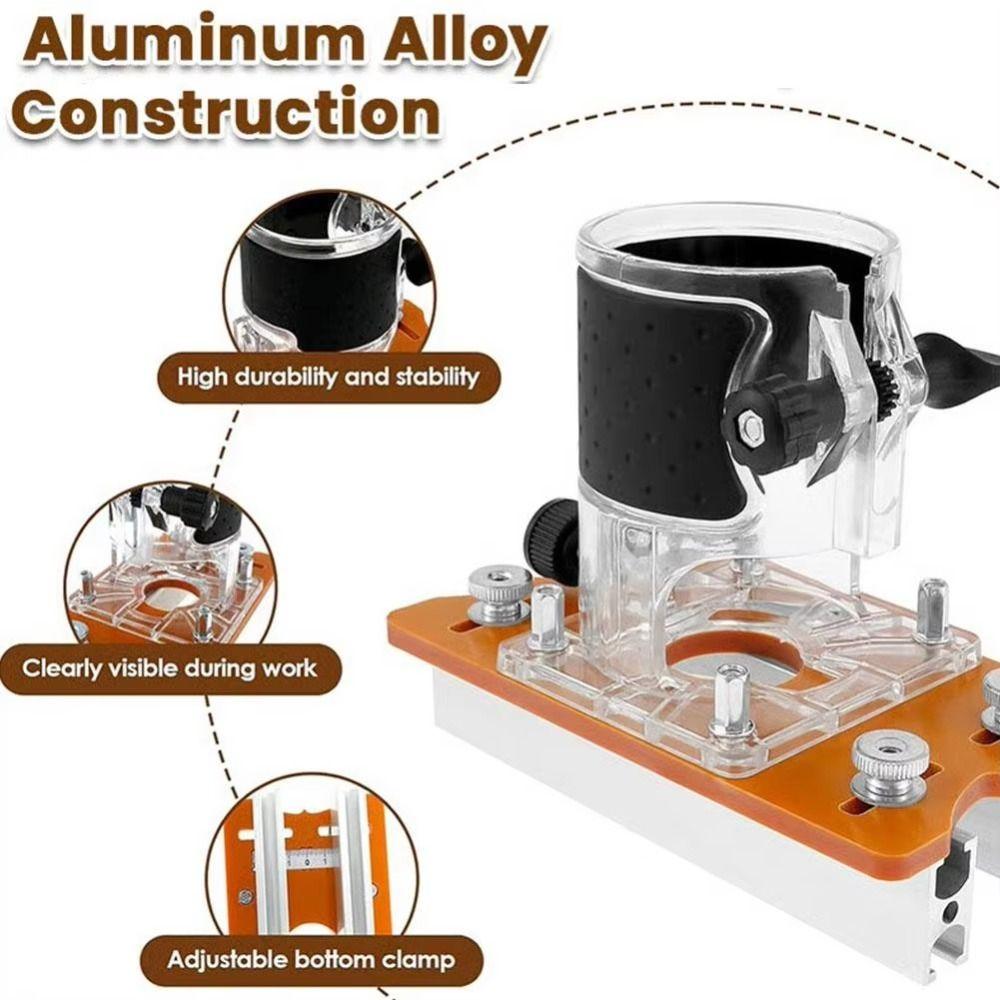 Adjustable 2 in 1 Router Base Woodworking Slotting Bracket Router Slotting Locator  Furniture