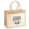 Jute Tote Bag - PLANETEE - I Can't I Have Crêpes - Jute and Cotton Canvas - 43×33×21 Cm (21L) - Black Line Drawing
