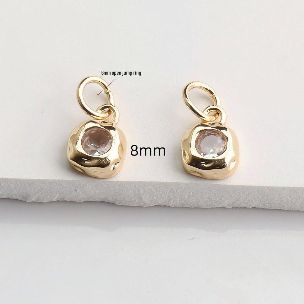 14K Gold Plated Irregular Square Zircon Pendant for DIY Bracelets and Necklaces