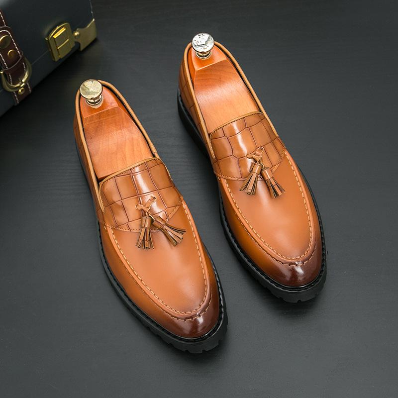 Men's Shoes Large Size New Leather Shoes Fashion Men's Feet Fringed Leather Shoes Loafers Hairstylist Leather Shoes