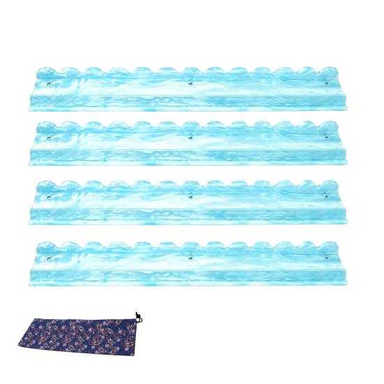 1/4Pcs Mahjong Rack with Magnetic Pusher & Storage Bag, Scalloped Acrylic Mah Jongg Tile Holder Pusher Bar, Gift for American Mahjong Players