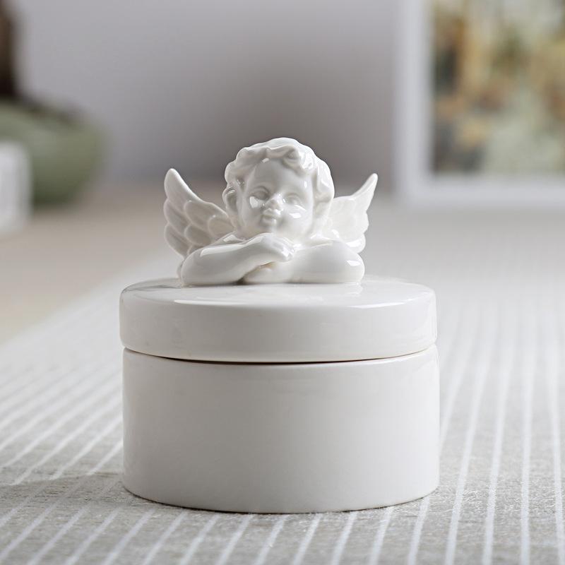 Ceramiche Europee Scatola Portagioie Angelo Regalo di Matrimonio Scatole Portaoggetti Artigianato Creativo con Regali Fatti a Mano Organizzatore di Gioielli Decorazione per la Casa