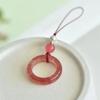 Natural Strawberry Crystal Ring Ring Mobile Phone Ring Hanging, Natural Agate Running Ring U Disk Hanging Ornament