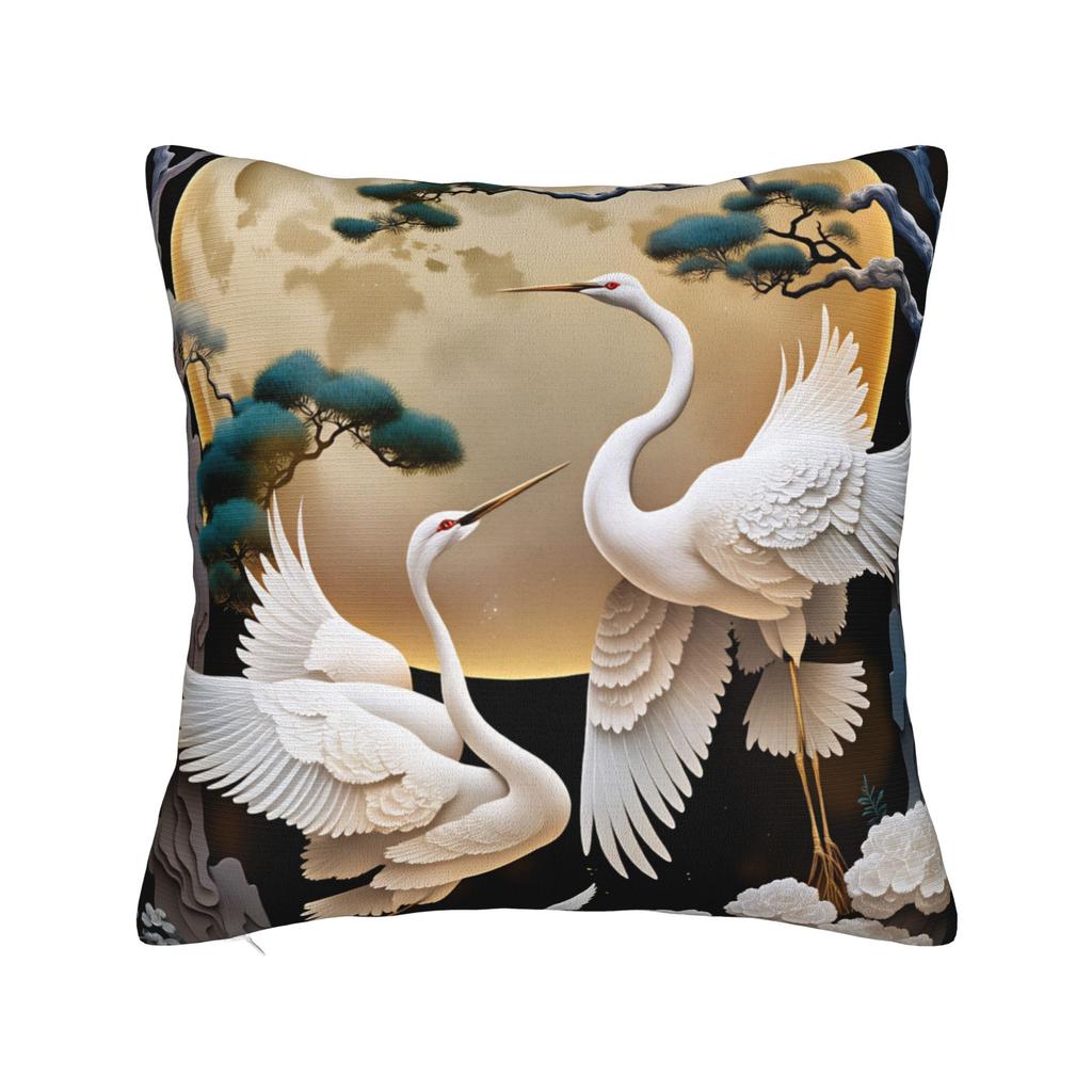 Chinese Style Crane Pillow Case Print Pillow Cover Funny Pillowcases For Sofa Car Home Decor