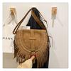 Tassel Bag Brown Retro Western Denim Bag Niche Ethnic Bohemian Messenger Bag Women's Trendy Shoulder Bag
