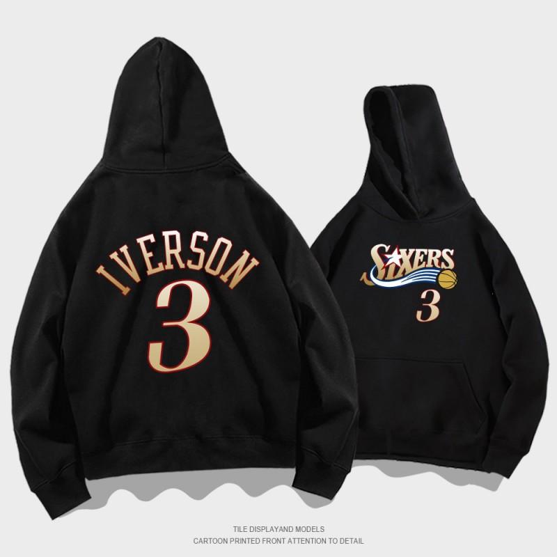 Mens Hooded Sweatshirt With Print Design Loose Fit Cotton Pullover Basketball Training Casual Wear