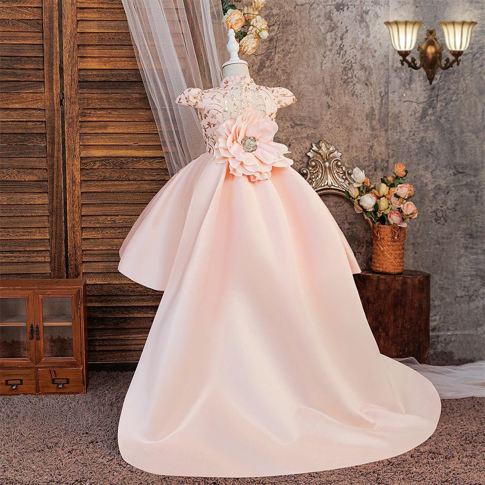 Wedding Flower Girls Dress Toddler Baptism 1st Birthday Dress Baby Girl Clothes Princess Wedding Lace Party Kids Costume T6085