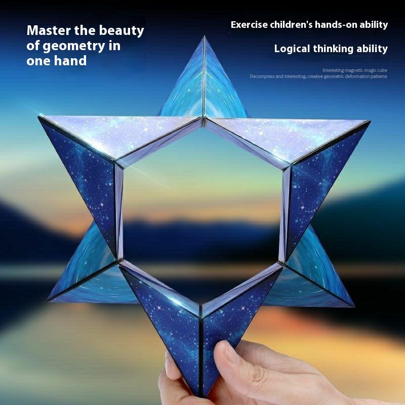 1ks Magnetické měnitelné kostky Magnetické kostky Magnet Fidget Antistres Flip Kubické puzzle Hračky Kouzelná nekonečná kosmická kostka