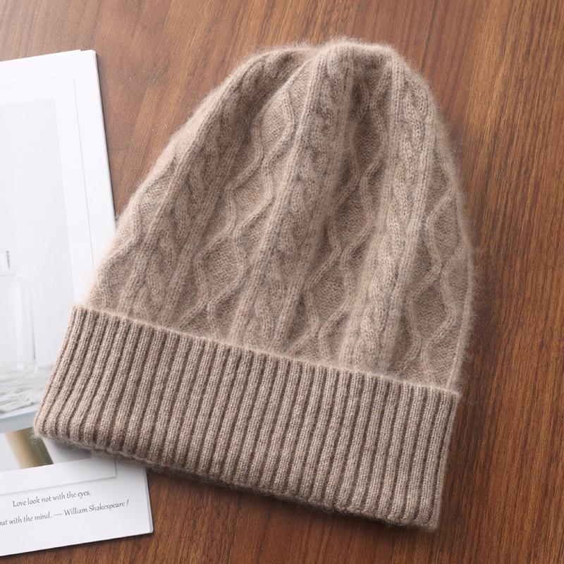 Women's Versatile Diamond Pattern Cashmere Knit Hat - Warm, Fashionable Winter Accessory