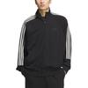 adidas Felpa Sportiva in Maglia a 3 Strisce Stile Retro Colletto Alto Giacca Casual con Striscia Laterale Giacca Unisex Nero JI6649