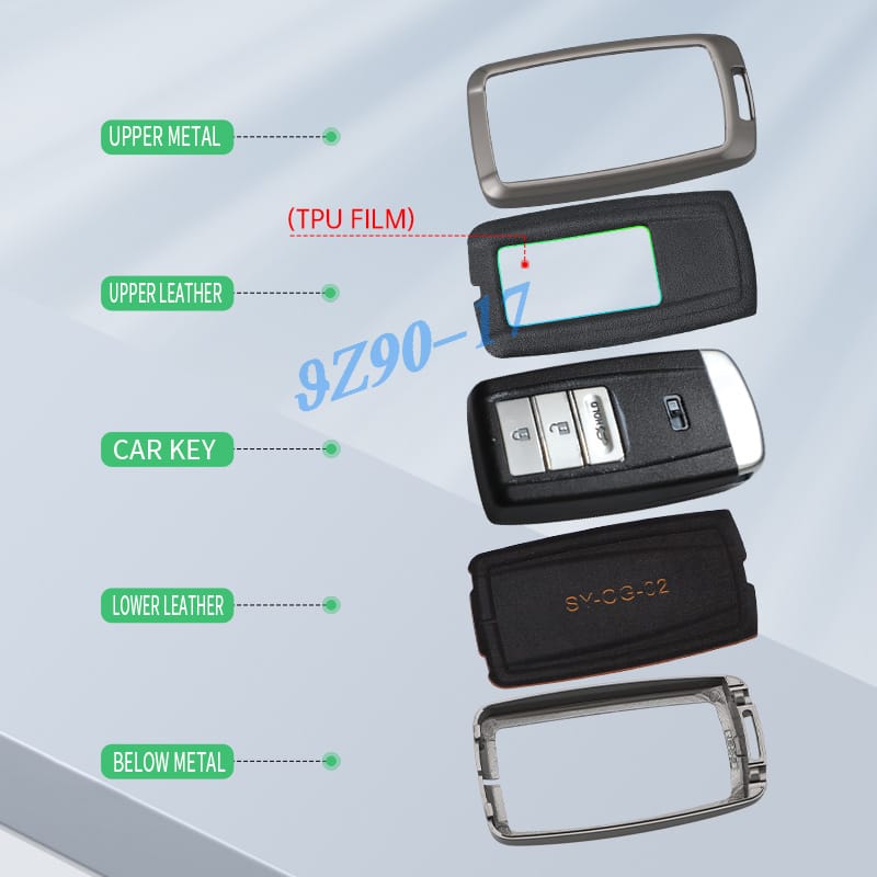 Metal Leather Car Key Fob Case Cover Keychain For 2014- Acura Mdx Tlx Acura Rdx Ilx Nsx Rlx