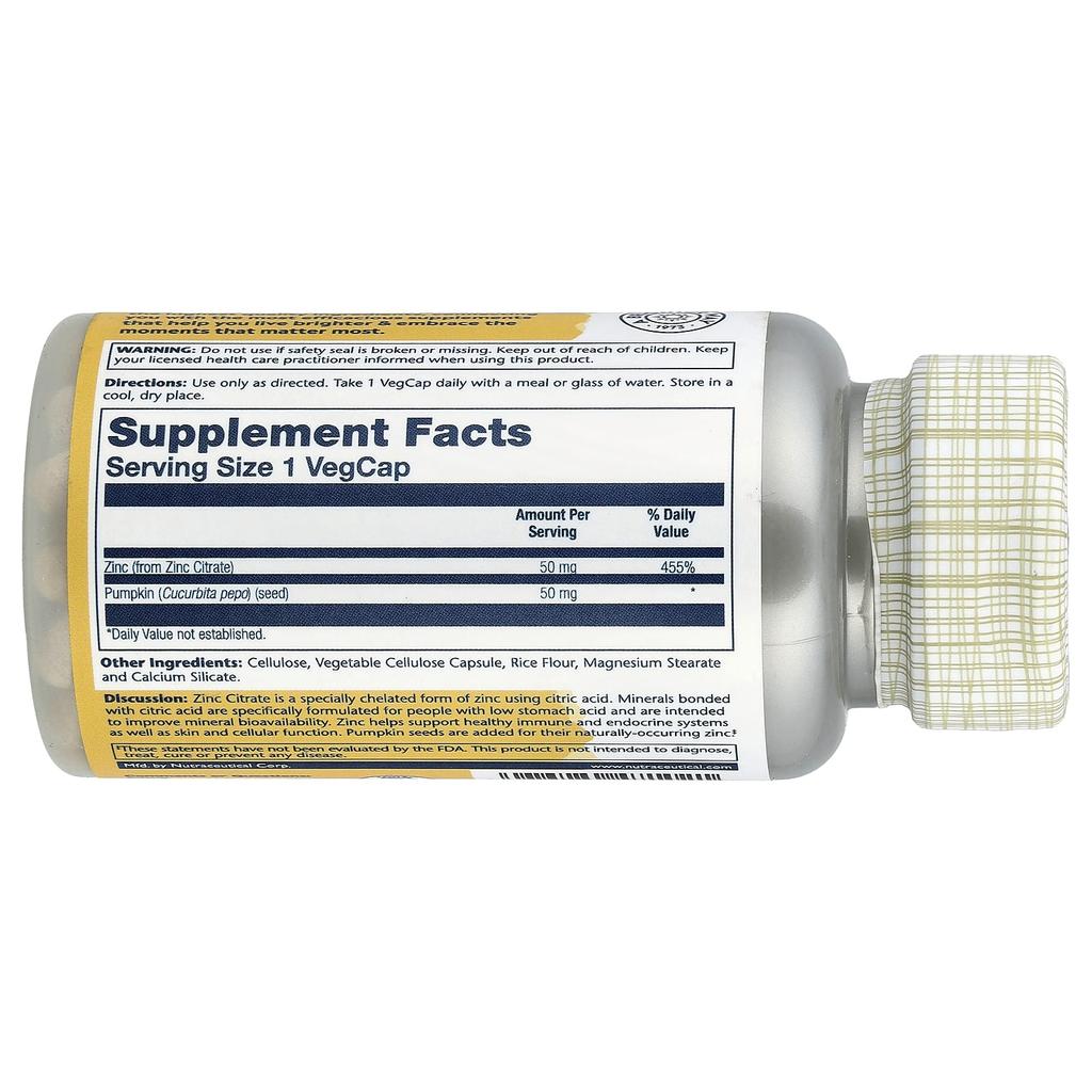 Zinc Citrate with Pumpkin Seeds, 60 Veggie Caps