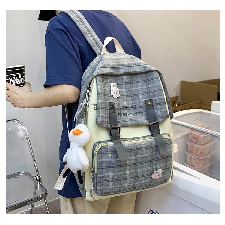 Kawaii kreslená plátěná školní taška, velkokapacitní roztomilý módní batoh Krásný ležérní batoh