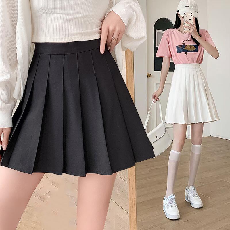 Academy Style Pleated Skirt: Plus Size, High Waist, Mid-Length for Junior & Senior High Students [4 Lengths]