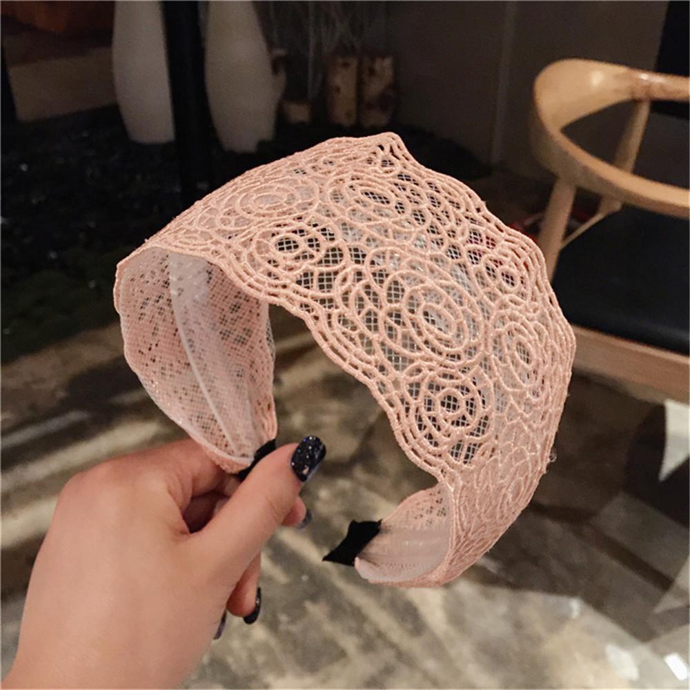 Fashion Women Lace Hairbands Wide Hair Hoop No-slip Lady Flower Hollow Headbands with Teeth Elegant Female Hair Accessories