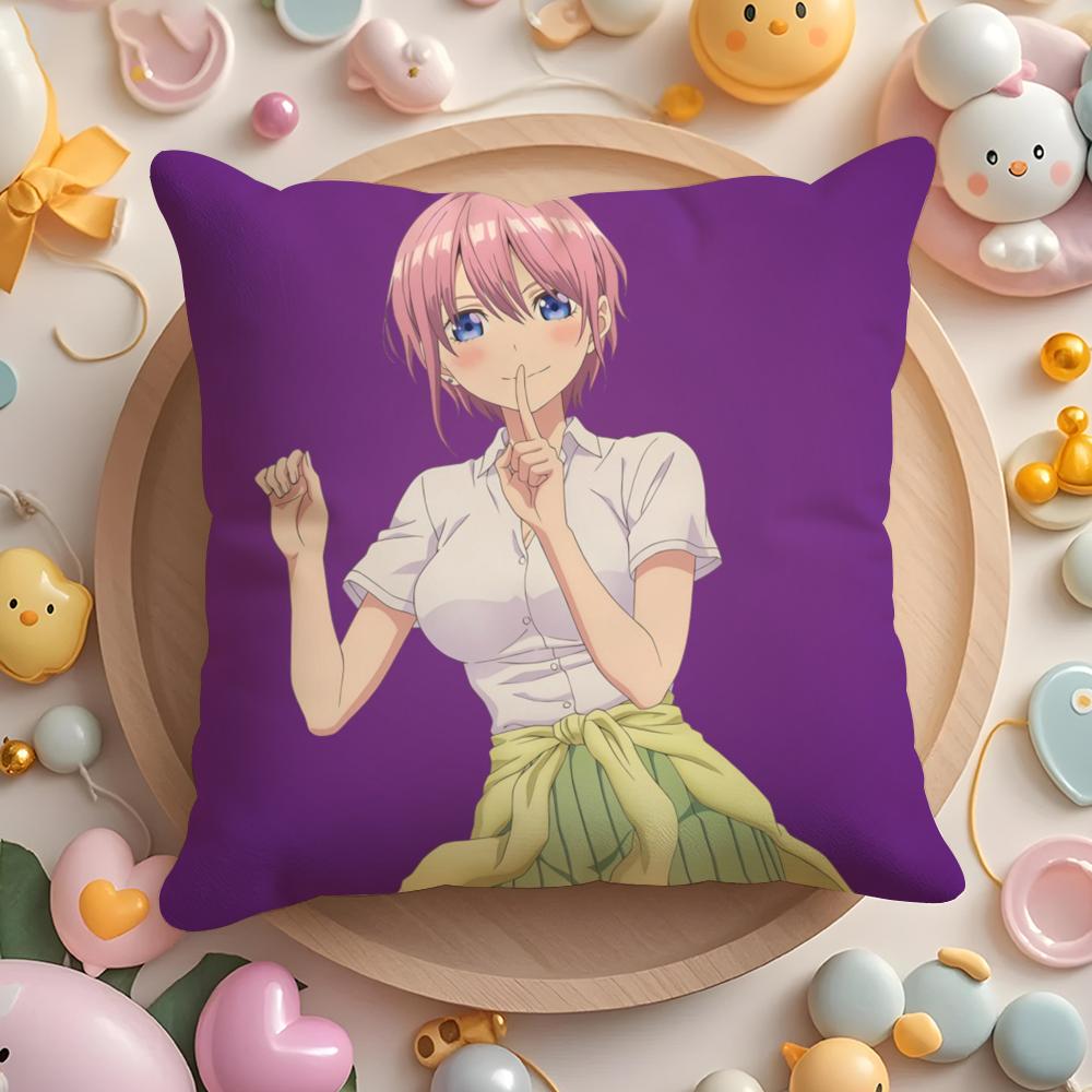 Q-Quintuplets Nakano Ichika Miku Cushion Cover Plush Fabric Soft Double-Sided Printed Sofa Warm Winter Home Gift Pillow Cover