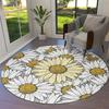 Watercolor Flower Round Rug Non-slip Floral Carpet for Living Room Bedroom Kitchen Decor Circle Doormat