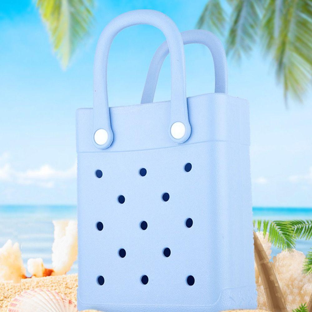 Waterproof EVA Handbags with Hole Mini Summer Beach Bag Tote Bag Phone Bag Women