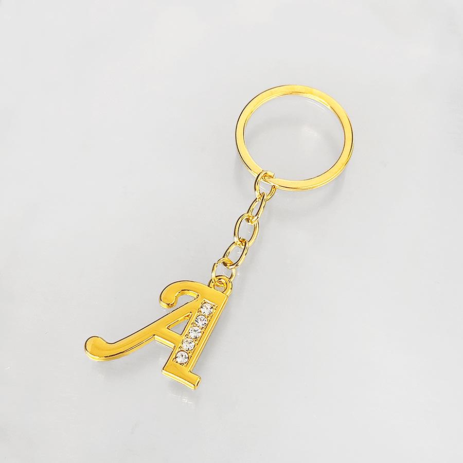 Creative Rhinestone Initials Metal Keychain – Korean Style Car Keyring Party Gift.