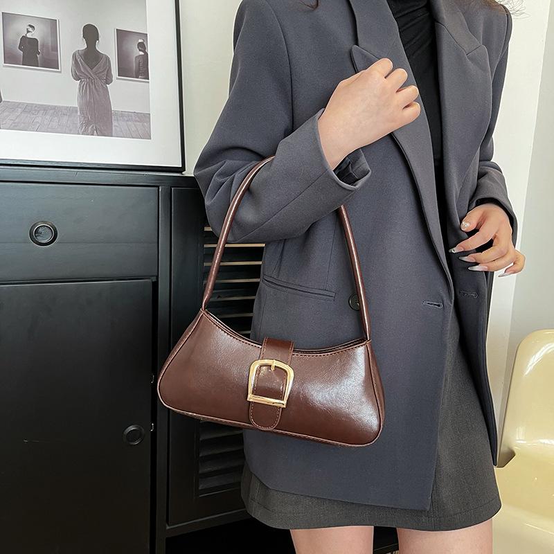 Temperament Simple Fashion Solid Color Small Bag Women's 2025 Spring and Summer New Foreign Style Shoulder Armpit Bag
