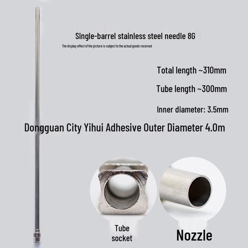 Stainless Steel 310mm Flat Tip Glue Dispensing Syringe with Sharp Needle