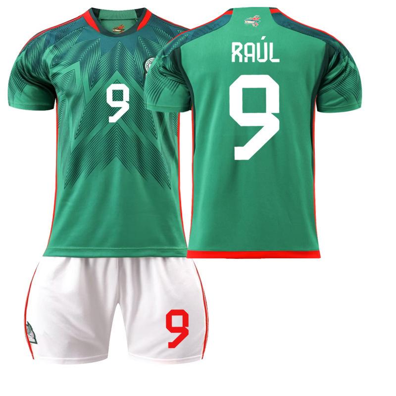 2223 Mexico home football jersey 9 Raul 14 home 16 jersey green No. 18 children s jersey set 16#