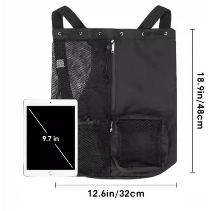 20-35L Large Capacity Bag Mesh Drawstring Backpack Gym Workout Sports Bag Zipper Side Pockets Beach Traveling Storage Bag