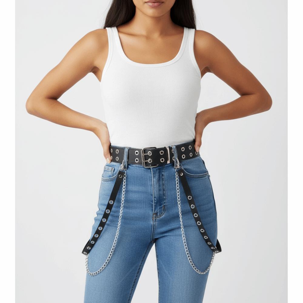 Adjustable JK Women Waist Belt Hip Hop Punk PU Leather Belt Korean Style Gothic Skirt Belt Nightclub