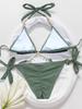 Cross Design Rhinestone Decor Bandage Bikini Multi Color Two Piece Swimsuit Trendy For Summer