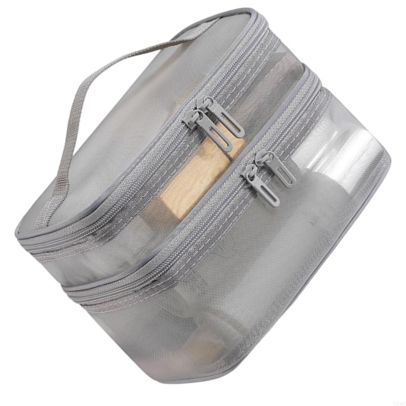 Double Layer Mesh Cosmetic Organizers Bag Durable Travel Toiletry Storage HX6C