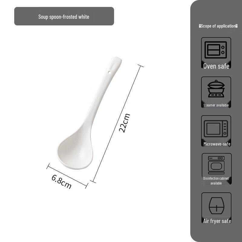 Abay Ceramic Long Handle Soup & Rice Spoon Set