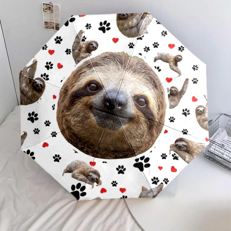 

1 PC Automatic Folding Umbrella - Cartoon Animals Pattern, Portable & Foldable Design with 8 Ribs, Christmas Birthday Gifts