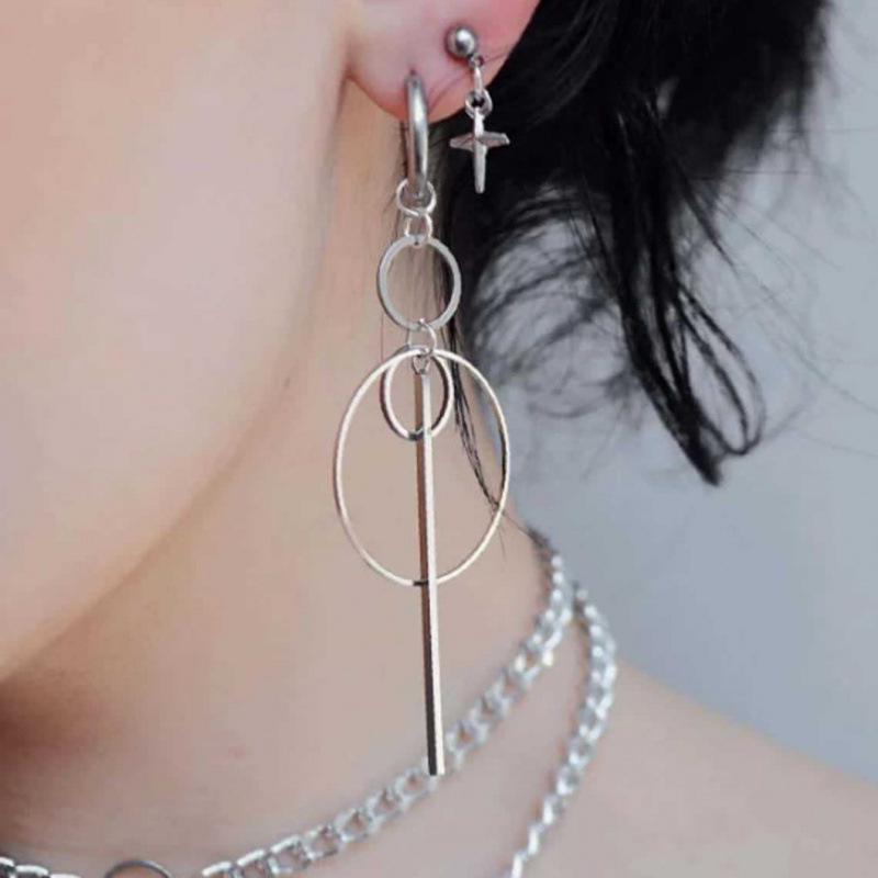 Gothic Punk Stainless Steel O-Ring Hoop Earrings - Bold Industrial Rock Style