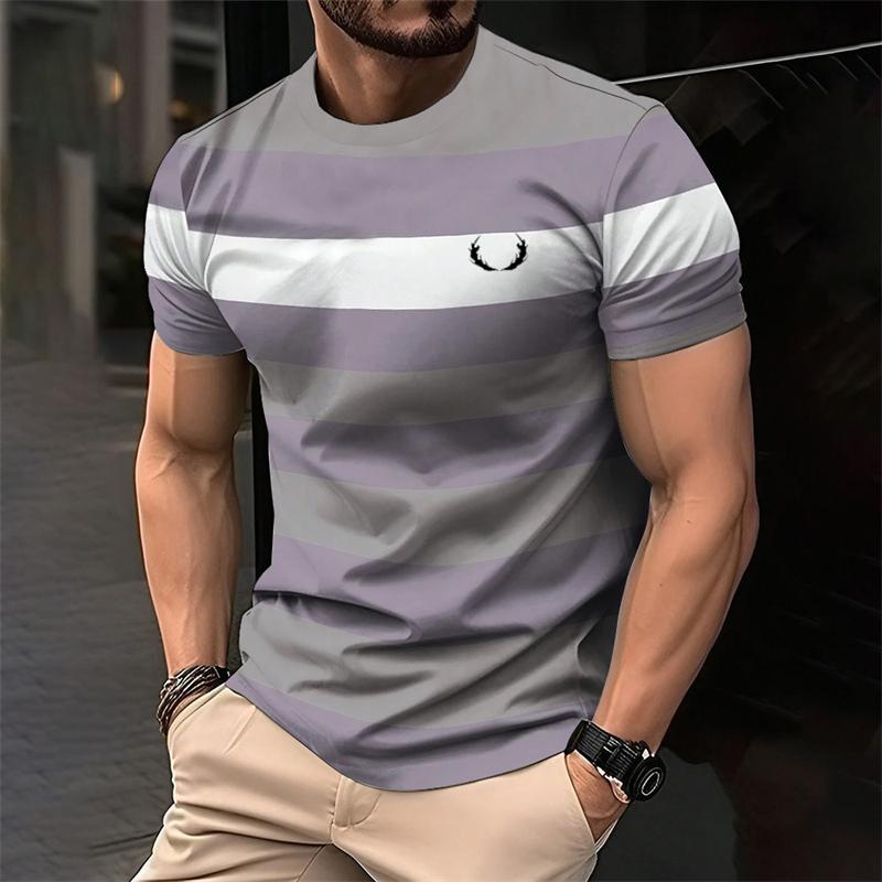 Simple Striped 3D Printed T Shirts For Men Fashion Summer Short Sleeve 3D Printed Kids T-shirts Casual Daily Wear Loose Tees
