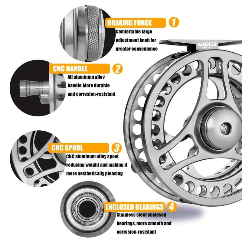 Premium Aluminum Alloy Stainless Steel Large Fly Fishing Reel - Smooth CNC Machining Suitable for Ice Fishing and Fly Fishing Fly Fishing Reel