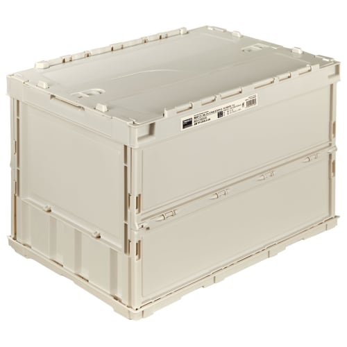[.co.jp Exclusive] TRUSCO Thin Folding Container, 50L with Locking Lid, TR-C50B-A-OW, Off-White, Storage Case/Box