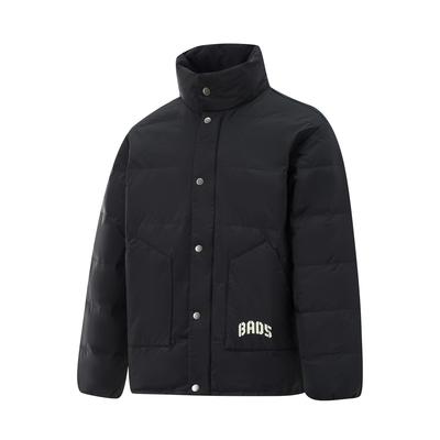 Badfive Water-Resistant Comfortable Casual Cold-Resistant Stand Collar Zipper Short Winter Down Jacket Men Jackets Black AYMU349-1
