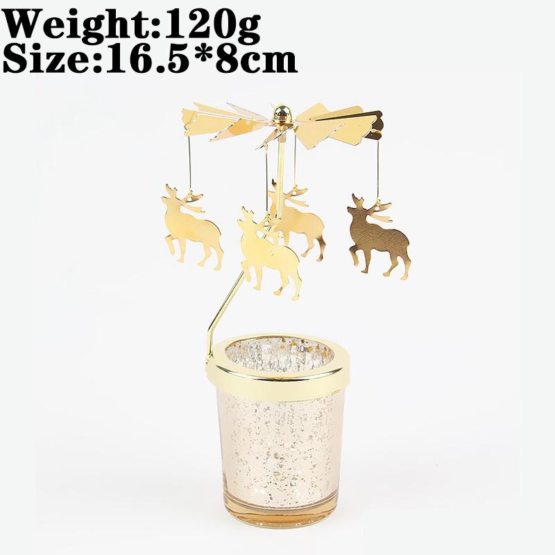 Love Wedding Candle Holders Snowflake Deer Fairy Rotating Candlestick Metal Tray Romantic Home Decoration Christmas Ornament